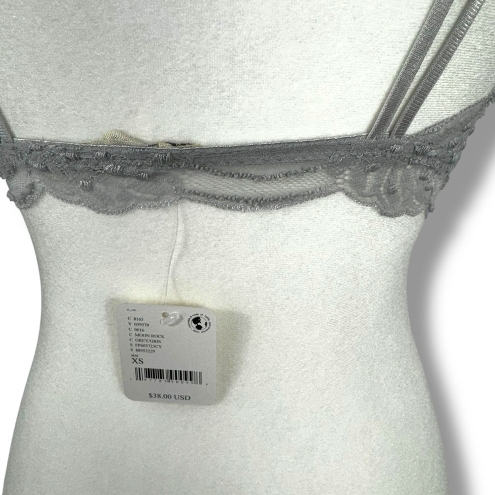 Free People Intimately Last Dance Square Neck Lace Bralette, Moon Rock, Size XS - Picture 11 of 13